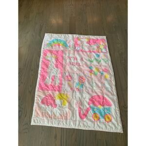 It's a Girl, Quilt, 41x30", 1980s, Pink, Rectangle, Cute, Toys, ~ 230710-MEL 2